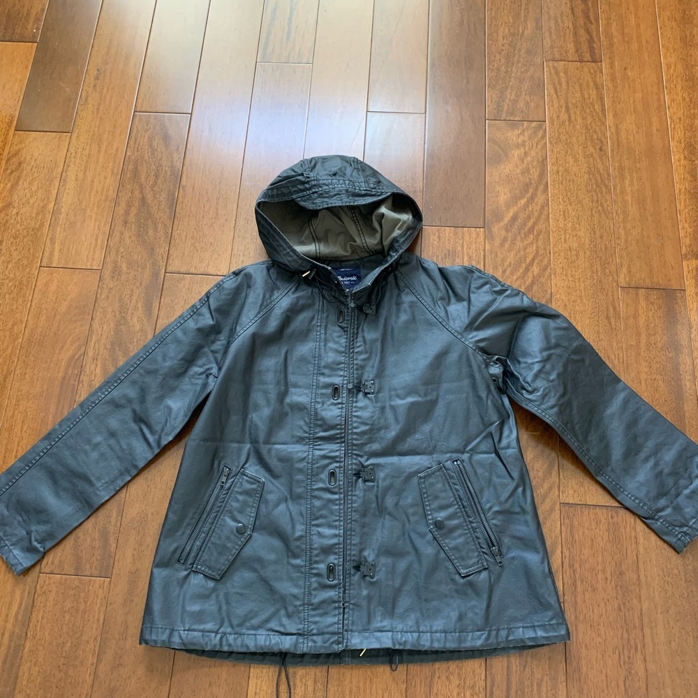 Madewell wax hooded jacket black size small